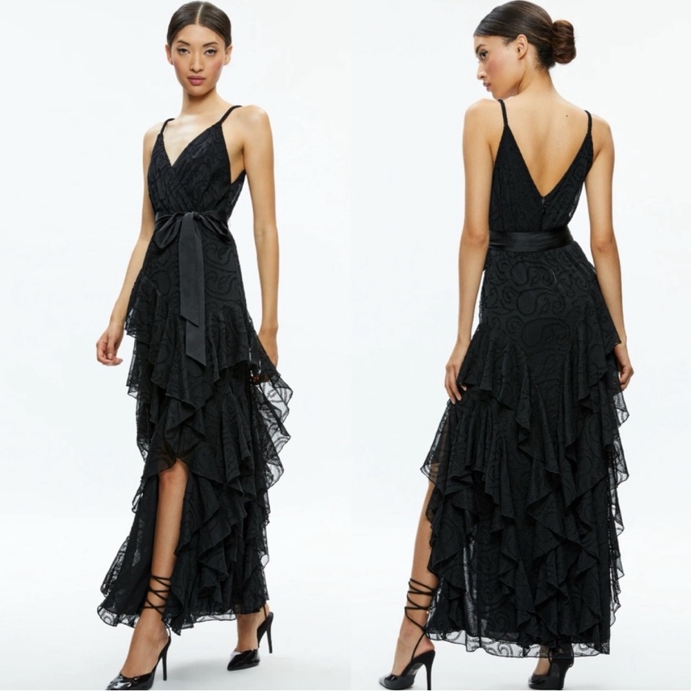 Alice and Olivia Black Emelia Ruffled Dress
